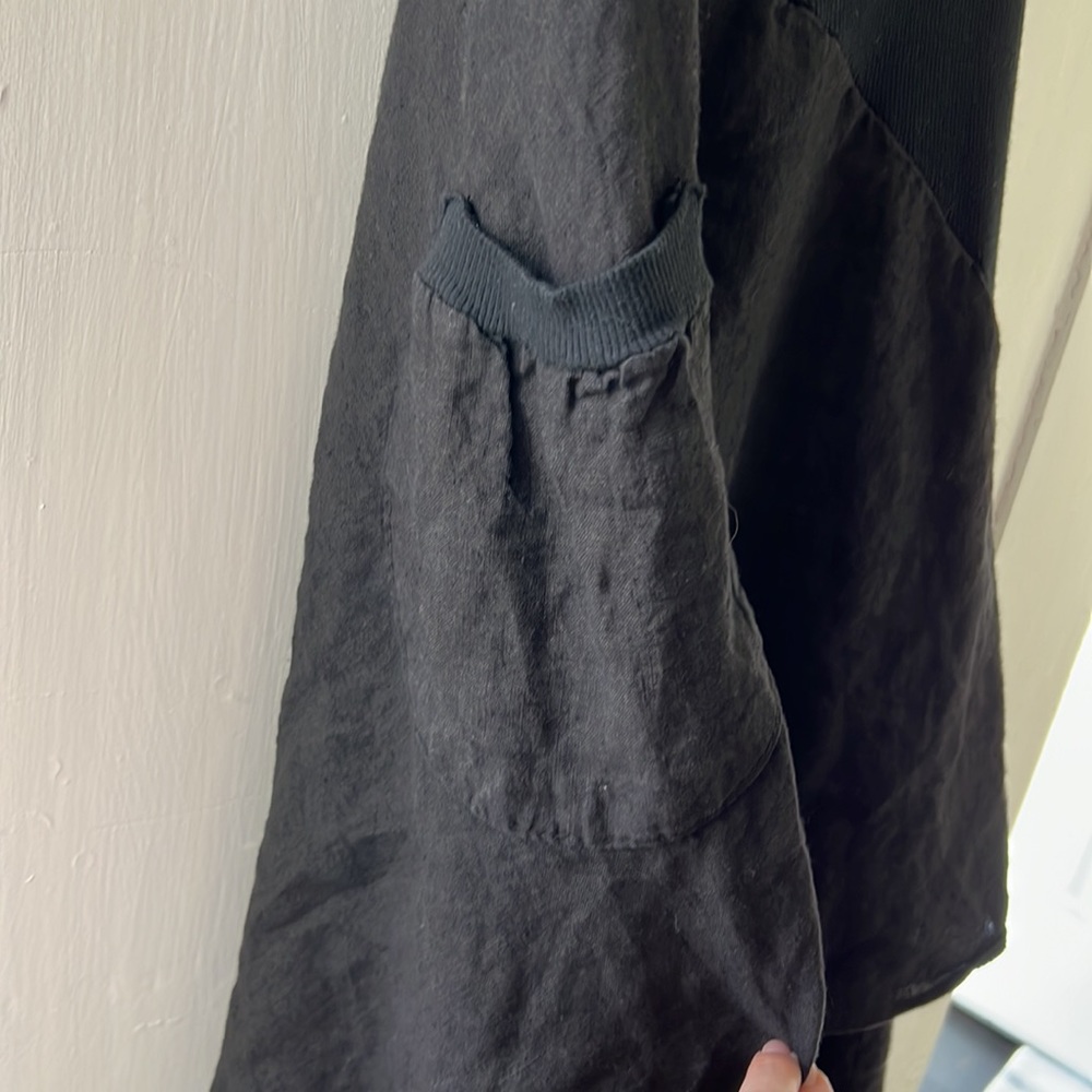 Women's Black Italian Linen Midi Tank Dress - Picture 5 of 10